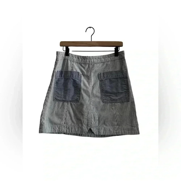 Anthropologie Pilcro & The Letterpress Blue White Pinstripe Mini Skirt Size 8 - Picture 3 of 16
